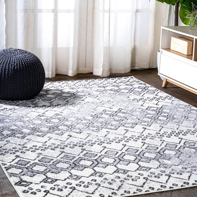 Jonathan Y Azmar Moroccan Geometric Distressed Area Rug In White