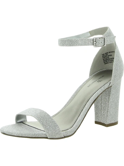 Worthington Beckwith Womens Padded Insole Ankle Strap Dress Sandals In Silver
