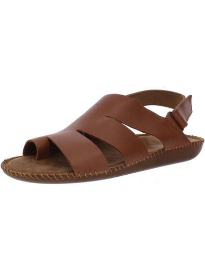 Auditions Speed Womens Leather Toe Loop Slingback Sandals In Brown