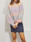 J.nna Knit Ombré Crewneck Sweater In Pink In Pink