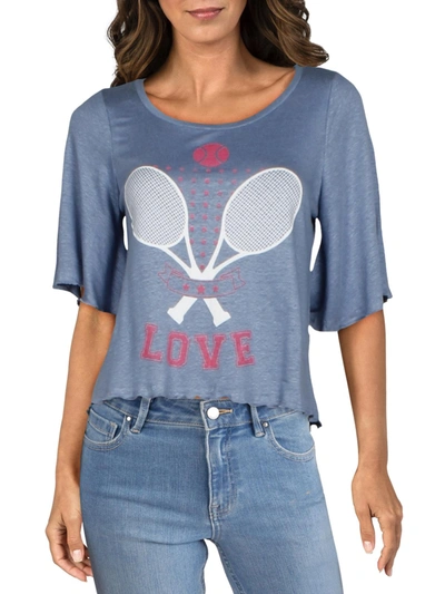 Chaser Womens Linen Graphic T-shirt In Blue