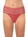 Dkny Sheer Stripe Thong Dk8621 In Red