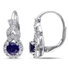 Mimi & Max 1 7/8 Ct Tgw Created Blue And White Sapphire Twist Leverback Earrings In Sterling Silver In Silver