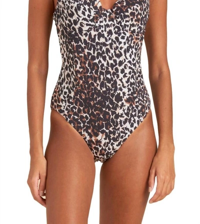 Veronica Beard Bridge One-piece Swimsuit In Brown Leopard