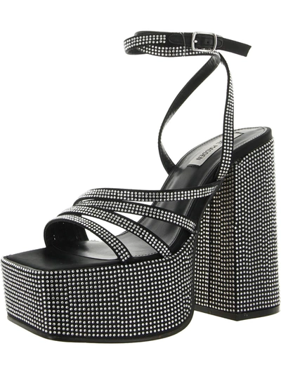 Steve Madden Cocktails Womens Faux Leather Embellished Platform Sandals In Black