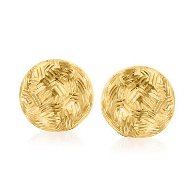 Ross-simons Italian 18kt Yellow Gold Diamond-cut Dome Stud Earrings