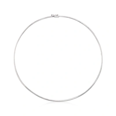 Ross-simons Italian 1.8mm 14kt White Gold Omega Necklace In Silver