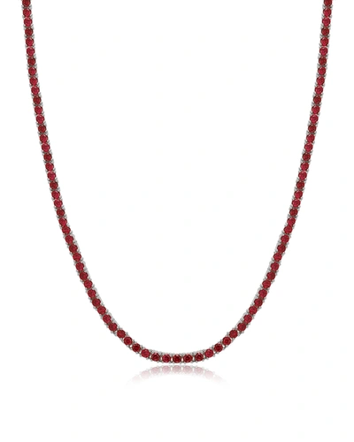 Luv Aj Mini Ballier Necklace- Pink- Silver In Red