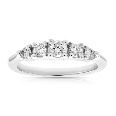 Vir Jewels 3/8 Cttw Diamond 5 Stone Ring Platinum In Silver