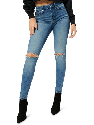 Good American Good Legs Womens Distressed Stretch Ankle Jeans In Blue