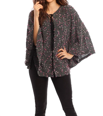 French Kyss Aria Tie-up Poncho In Black Multi