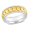 MIMI & MAX RIBBED DESIGN MEN'S RING IN STERLING SILVER WITH YELLOW GOLD PLATING