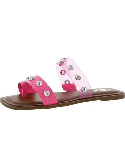 Gbg Los Angeles Womens Faux Leather Square Toe Slides In Pink