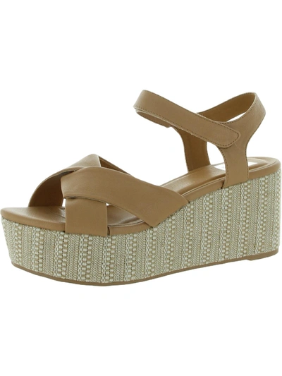 Dolce Vita Vinly Womens Leather Woven Flatform Sandals In Brown