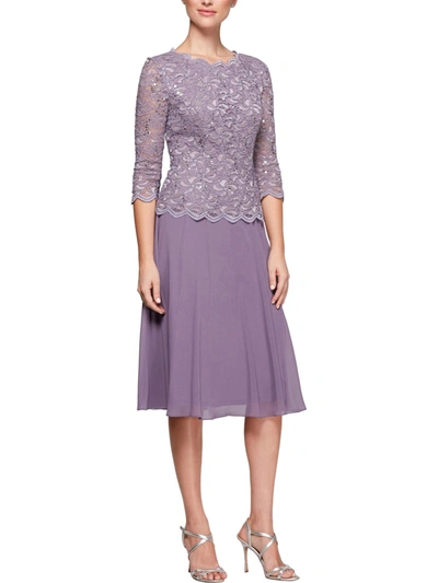 ALEX EVENINGS WOMENS LACE SEQUINED COCKTAIL DRESS