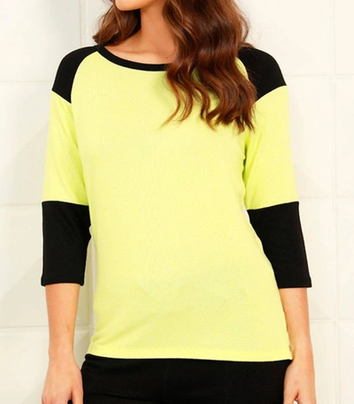 French Kyss Baseball "t" Top In Lime/black In Yellow