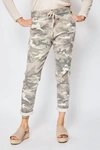 Jacqueline B Clothing D Style Silver Stripe Camo Pants In Sand In Grey