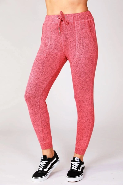 French Kyss Melange Joggers In Coral In Pink