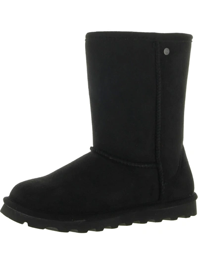 Bearpaw Elle Womens Faux Suede Pull On Mid-calf Boots In Black