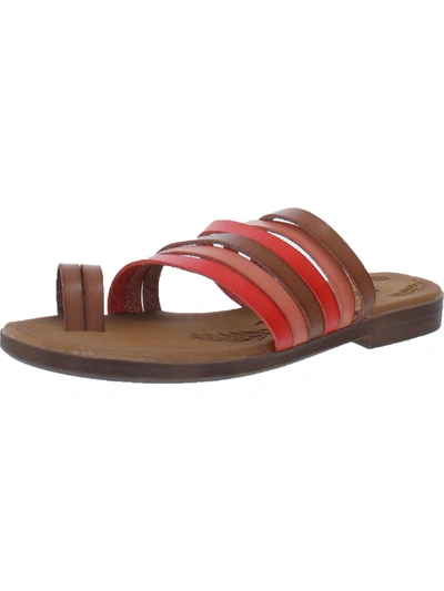 Pop Currency Womens Metallic Strappy Slide Sandals In Red