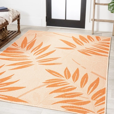 Jonathan Y Havana Tropical Palm Leaf Indoor/outdoor Area Rug In Beige