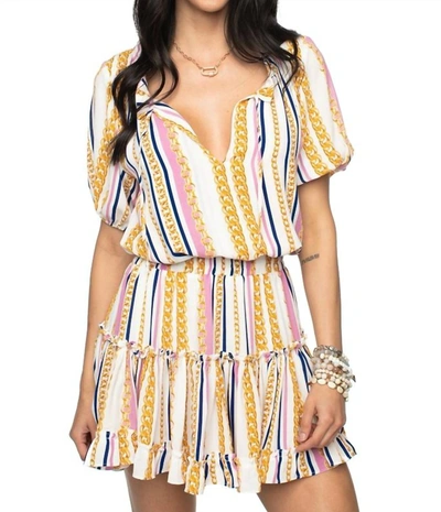 Buddylove Ray Miami Short Dress W/ Chain Print Detail In Multi-color In White