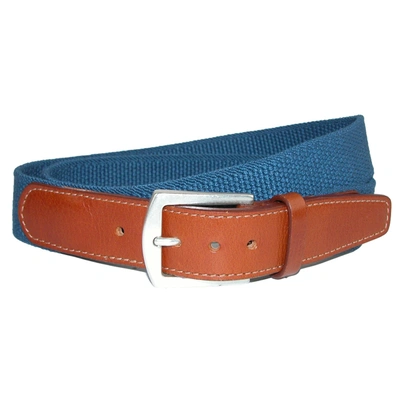 Crookhorndavis Newport Pique Cotton Woven Elastic Belt In Blue