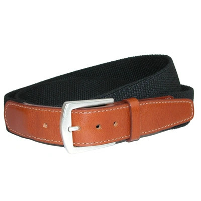 Crookhorndavis Newport Pique Cotton Woven Elastic Belt In Black