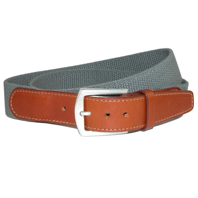 Crookhorndavis Newport Pique Cotton Woven Elastic Belt In Grey