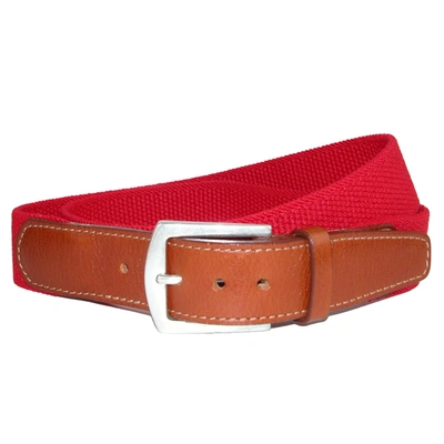 Crookhorndavis Newport Pique Cotton Woven Elastic Belt In Red