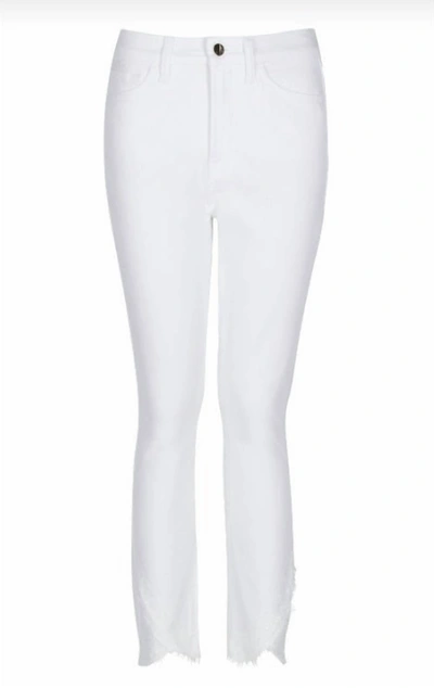 Jen7 Women's High-waist Ankle Skinny Scalloped Lace Jean In White