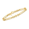 Ross-simons Italian 14kt Yellow Gold Alternating Cable-link Bracelet In Gold