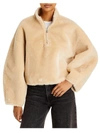 FRAME WOMENS POPOVER LONG SLEEVES FAUX FUR COAT