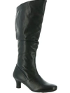 Array Groovey Womens Leather Pull On Knee-high Boots In Black