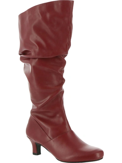 Array Groovey Womens Leather Pull On Knee-high Boots In Red