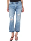 EARNEST SEWN WOMENS DISTRESSED MID-RISE BOOTCUT JEANS