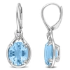 Mimi & Max Womens 11 3/8ct Tgw Octagon-cut Sky Blue Topaz And White Topaz Leverback Drop Earrings In Sterling S In Blue