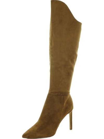 Nine West Telena Womens Zipper Wide Calf Knee-high Boots In Brown
