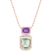 Mimi & Max Womens 20 1/8ct Tgw Octagon Green Quartz And Rose De France Necklace In Rose Plated Sterling Silver In Green