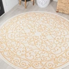 Jonathan Y Charleston Vintage Filigree Textured Weave Indoor/outdoor Yellow/cream Square Area Rug In Cream/yellow