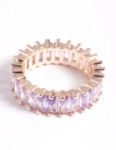 Lovisa Rose Gold Lilac Cubic Zirconia Ring In Silver