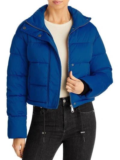 Aqua Womens Quilted Crop Puffer Jacket In Blue
