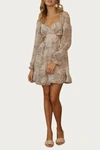 Endless Blu. Cutout Chiffon Babydoll Mini Dress In Cream/black In Pink