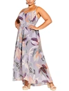 CITY CHIC WOMENS PRINTED PLEATED MAXI DRESS