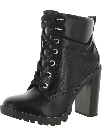 Bcbgeneration Womens Embossed Lace Up Combat & Lace-up Boots In Black