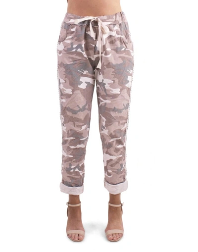 Jacqueline B Clothing Stretch Camo Pants In Pale Pink