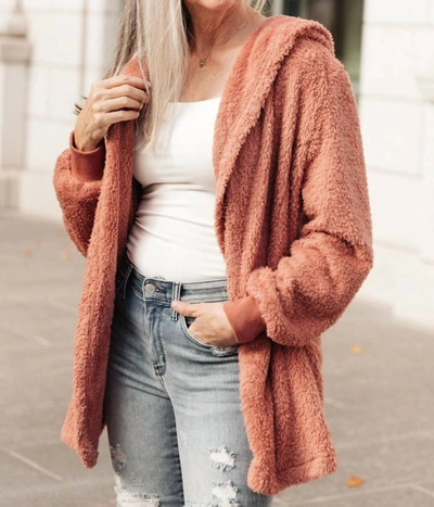Cozy Casual At The Lodge Fuzzy Cardigan In Mauve In Pink