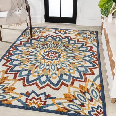 Jonathan Y Flora Abstract Bold Mandala High-low Indoor/outdoor Red/blue/yellow Area Rug