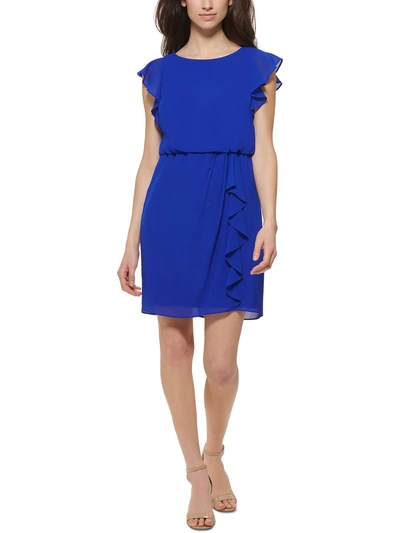 Jessica Howard Womens Ruffled Short Mini Dress In Blue
