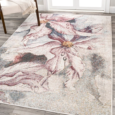 Jonathan Y Pastello Modern Abstract Muted Flowers Pink/gray Runner Rug